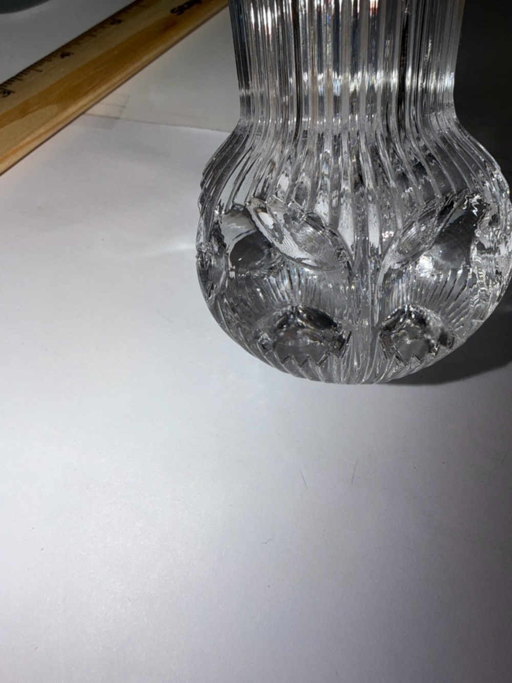 Vintage Clear Pressed Glass Bud Vase - Fluted Ribbed Design - 4.75" - Picture 3 of 6